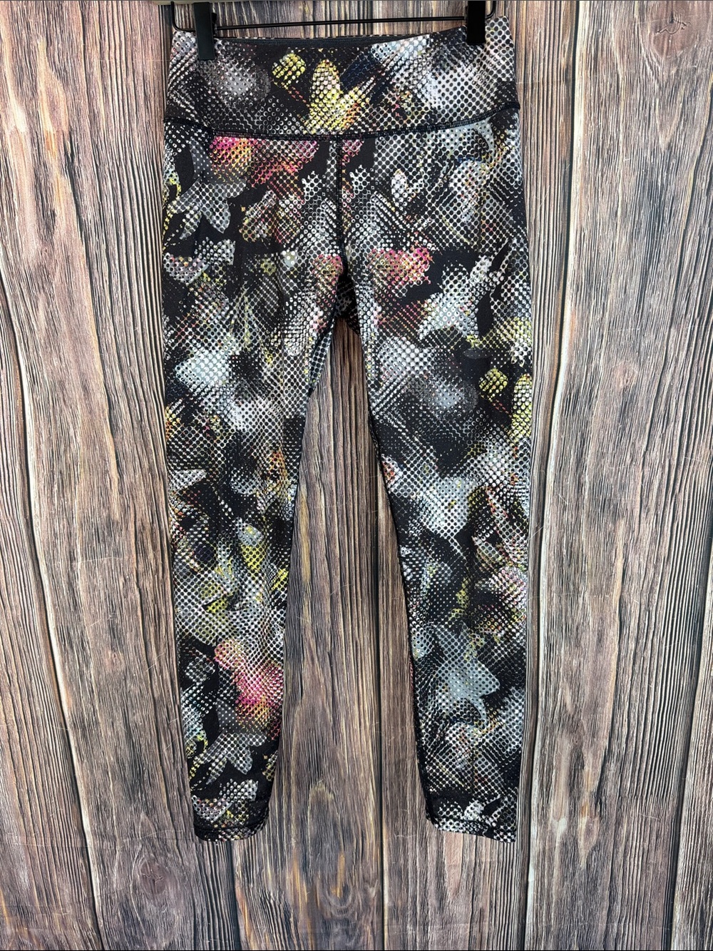 Prana Black Floral-Print Leggings with Multicolor Accents